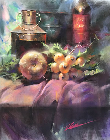 a painting of still life setting