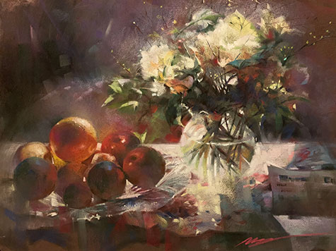 Pastel painting of still life